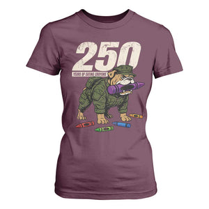 250 Years Of Eating Crayons T Shirt For Women Vintage Bulldog Patriotic Veteran Military Gift TS10 Maroon Print Your Wear