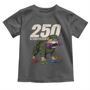 250 Years Of Eating Crayons Toddler T Shirt Vintage Bulldog Patriotic Veteran Military Gift TS10 Dark Heather Print Your Wear