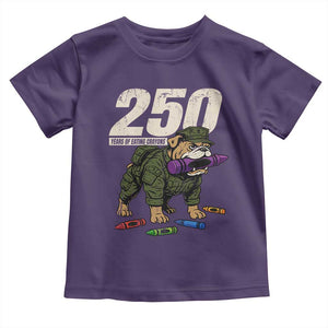 250 Years Of Eating Crayons Toddler T Shirt Vintage Bulldog Patriotic Veteran Military Gift TS10 Purple Print Your Wear