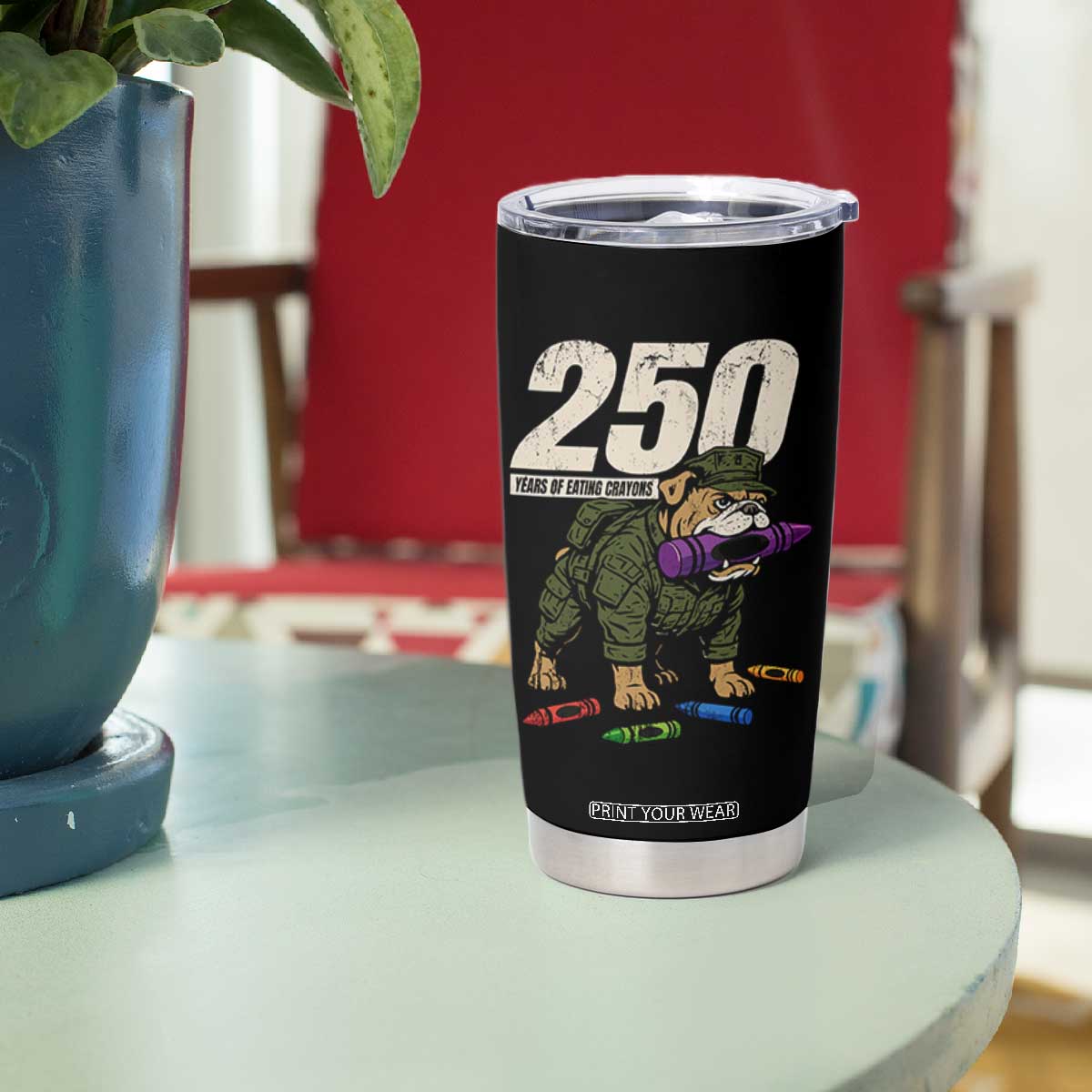 250 Years Of Eating Crayons Tumbler Cup Vintage Bulldog Patriotic Veteran Military Gift TS10 Print Your Wear