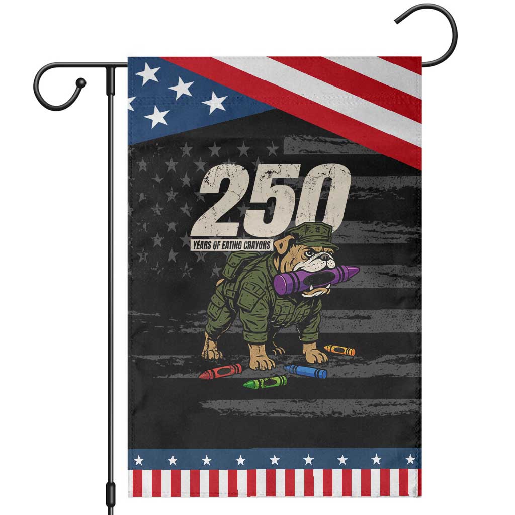 250 Years Of Eating Crayons Garden Flag Vintage Bulldog Patriotic Veteran Military Gift TS10 Distressed Black Blue Print Your Wear