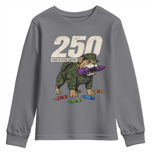 250 Years Of Eating Crayons Youth Sweatshirt Vintage Bulldog Patriotic Veteran Military Gift TS10 Charcoal Print Your Wear