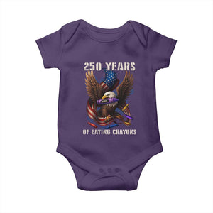 250 Years Of Eating Crayons Baby Onesie Funny Eagle 250th Anniversary Veterans Gifts TS10 Purple Print Your Wear