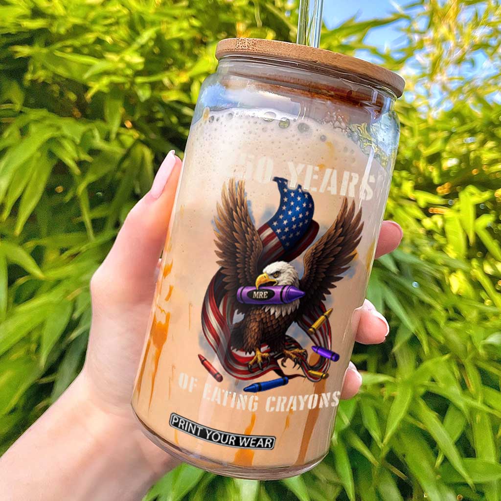 250 Years Of Eating Crayons Glass Can Funny Eagle 250th Anniversary Veterans Gifts TS10 Black Print Your Wear