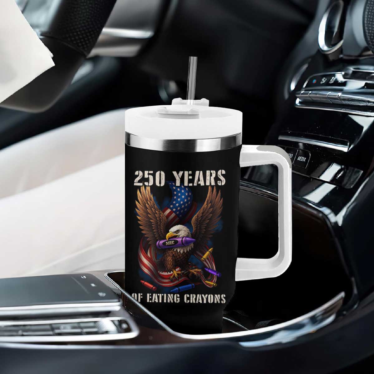 250 Years Of Eating Crayons Tumbler With Handle Funny Eagle 250th Anniversary Veterans Gifts TS10 Print Your Wear