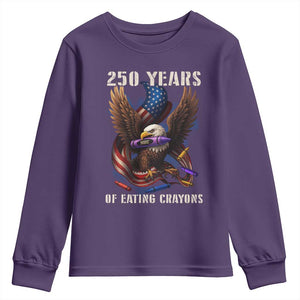 250 Years Of Eating Crayons Youth Sweatshirt Funny Eagle 250th Anniversary Veterans Gifts TS10 Purple Print Your Wear