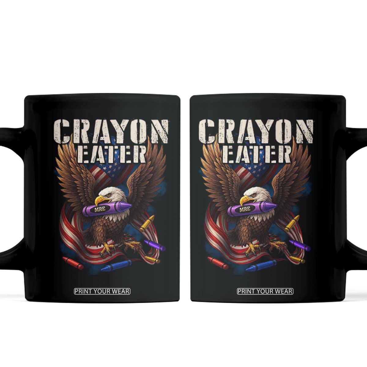 Crayon Eater Coffee Mug Funny Eagle 250th Anniversary Veterans Gifts TS10 Black Print Your Wear