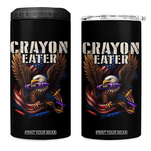 Crayon Eater 4 in 1 Can Cooler Tumbler Funny Eagle 250th Anniversary Veterans Gifts TS10 One Size: 16 oz Black Print Your Wear