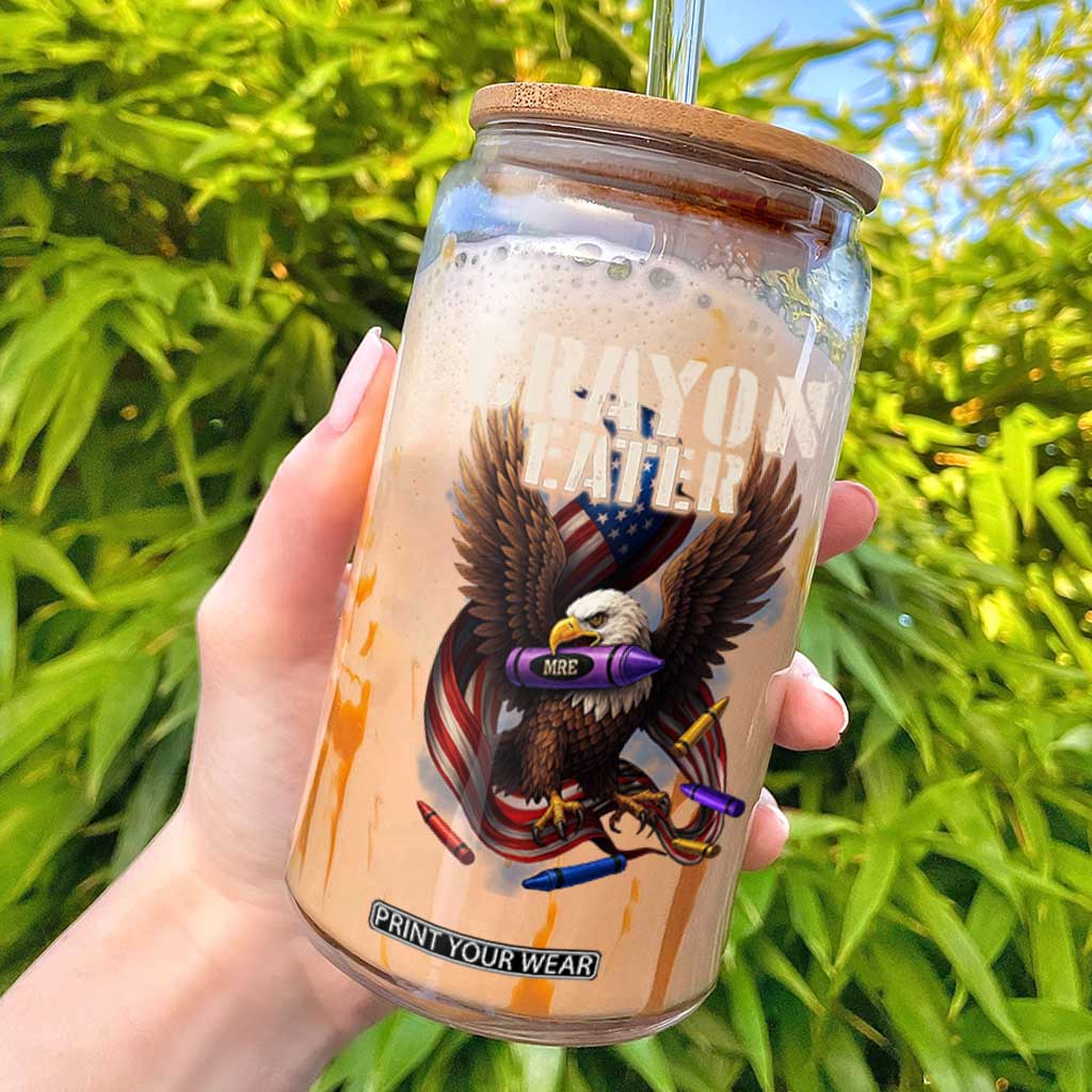 Crayon Eater Glass Can Funny Eagle 250th Anniversary Veterans Gifts TS10 Black Print Your Wear