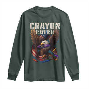 Crayon Eater Long Sleeve Shirt Funny Eagle 250th Anniversary Veterans Gifts TS10 Dark Forest Green Print Your Wear