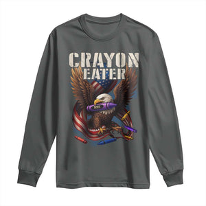 Crayon Eater Long Sleeve Shirt Funny Eagle 250th Anniversary Veterans Gifts TS10 Dark Heather Print Your Wear