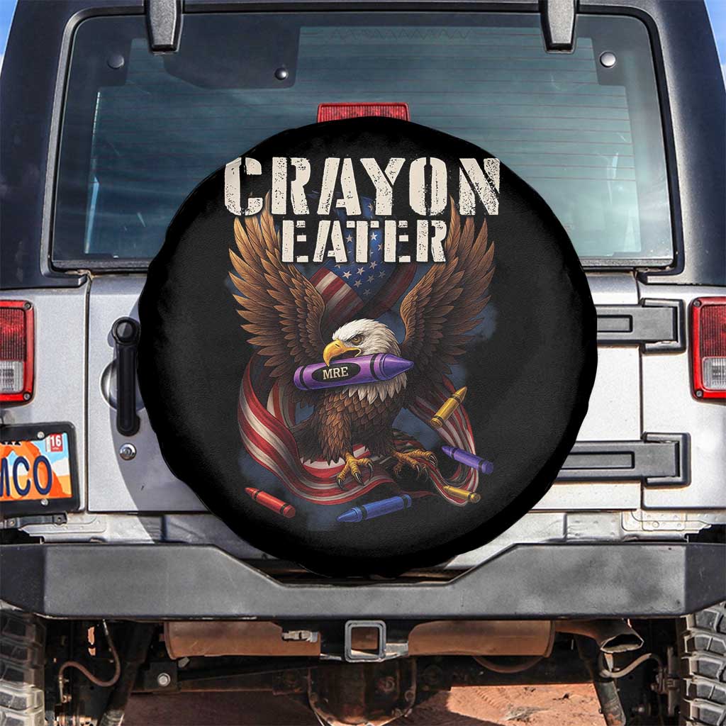 Crayon Eater Spare Tire Cover Funny Eagle 250th Anniversary Veterans Gifts TS10 No hole Black Print Your Wear