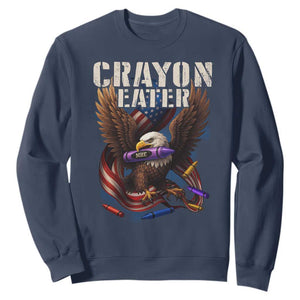 Crayon Eater Sweatshirt Funny Eagle 250th Anniversary Veterans Gifts TS10 Navy Print Your Wear