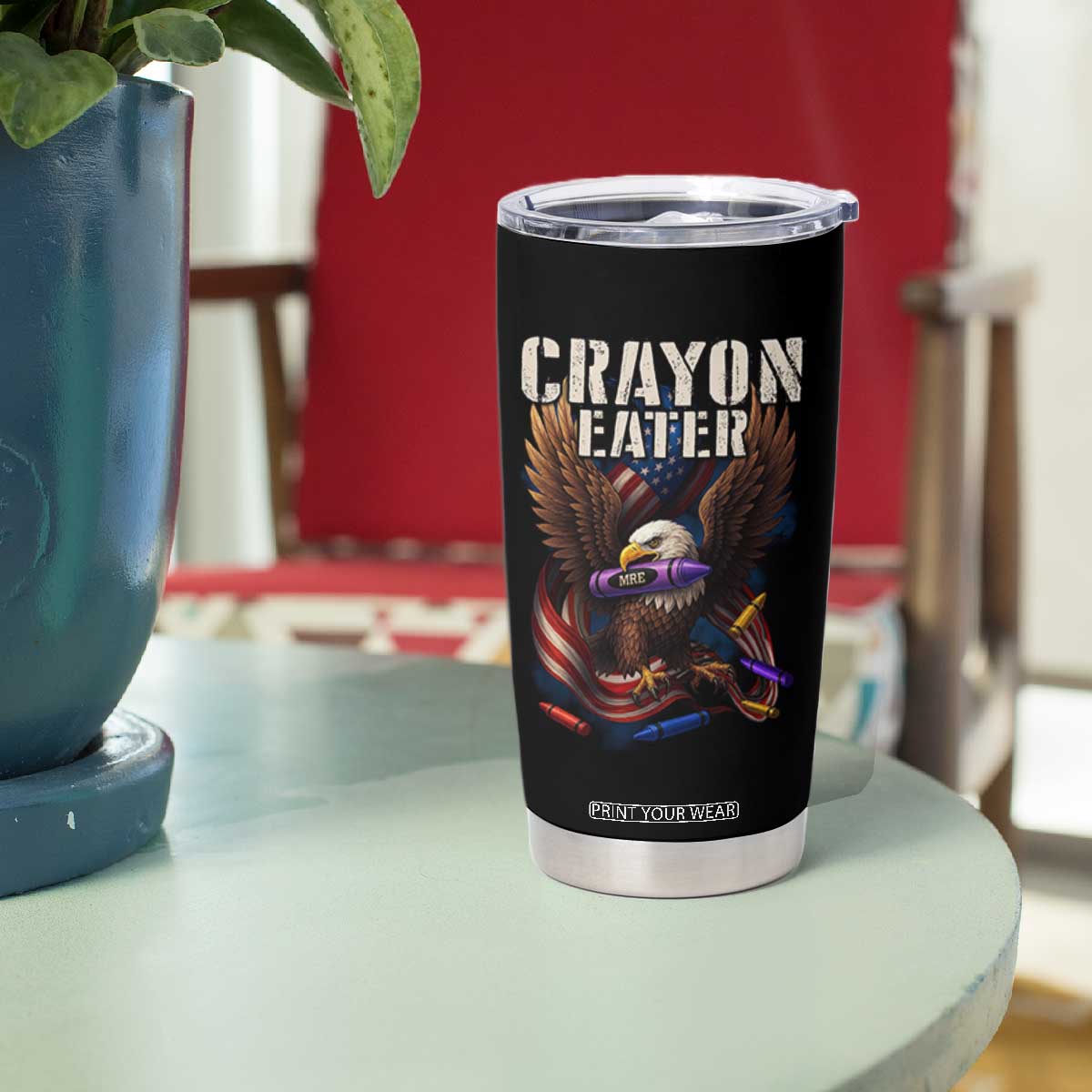 Crayon Eater Tumbler Cup Funny Eagle 250th Anniversary Veterans Gifts TS10 Print Your Wear