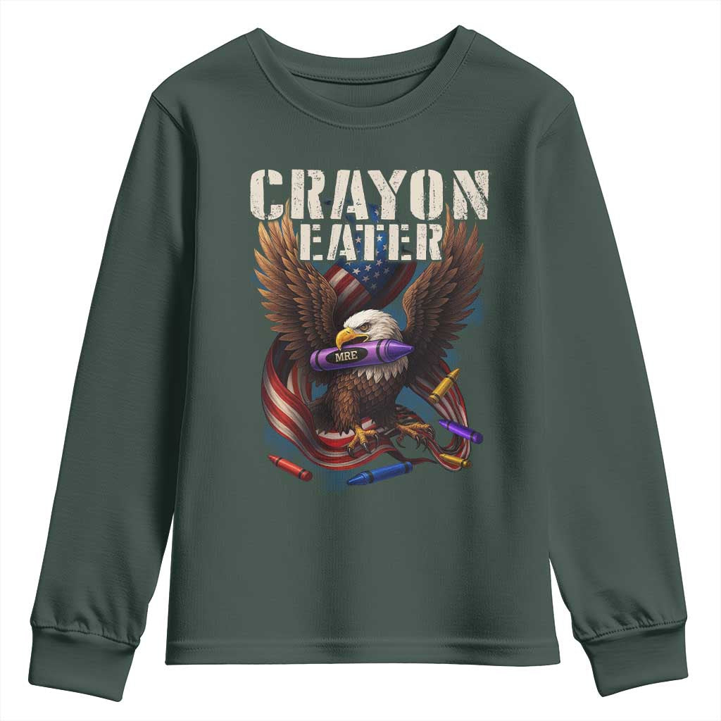 Crayon Eater Youth Sweatshirt Funny Eagle 250th Anniversary Veterans Gifts TS10 Dark Forest Green Print Your Wear