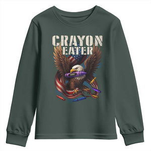 Crayon Eater Youth Sweatshirt Funny Eagle 250th Anniversary Veterans Gifts TS10 Dark Forest Green Print Your Wear