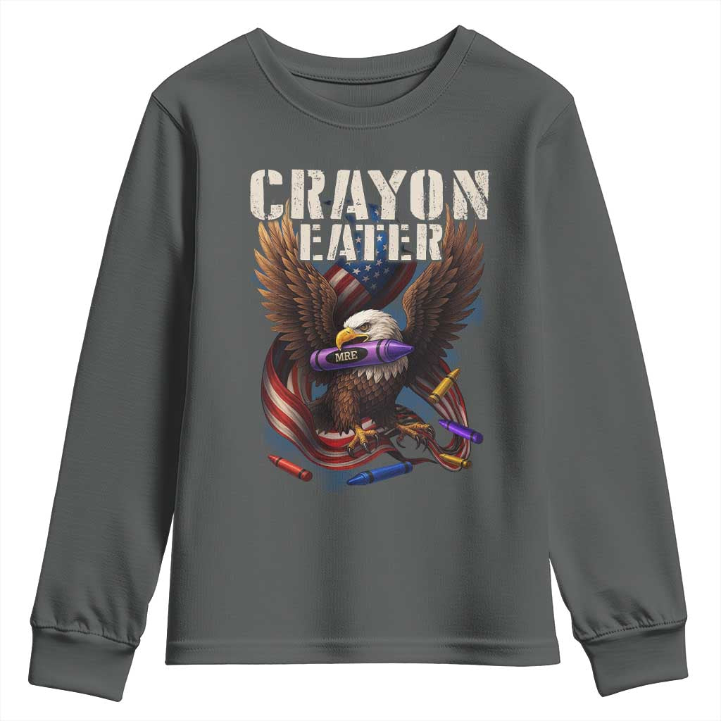 Crayon Eater Youth Sweatshirt Funny Eagle 250th Anniversary Veterans Gifts TS10 Dark Heather Print Your Wear