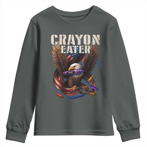 Crayon Eater Youth Sweatshirt Funny Eagle 250th Anniversary Veterans Gifts TS10 Dark Heather Print Your Wear