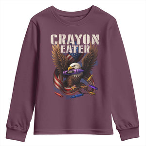 Crayon Eater Youth Sweatshirt Funny Eagle 250th Anniversary Veterans Gifts TS10 Maroon Print Your Wear