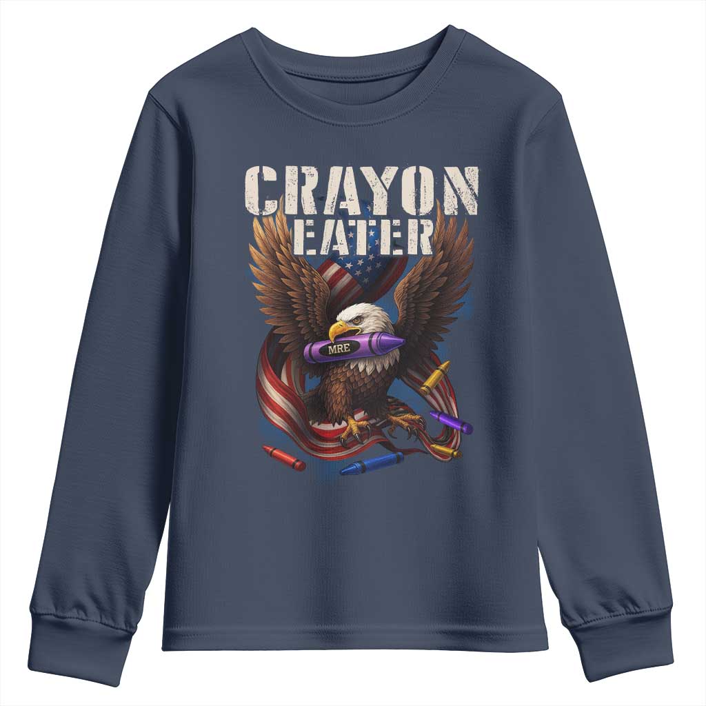 Crayon Eater Youth Sweatshirt Funny Eagle 250th Anniversary Veterans Gifts TS10 Navy Print Your Wear