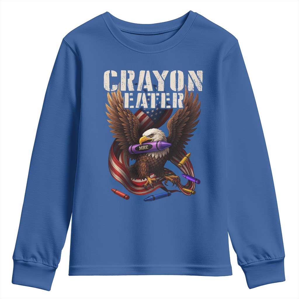 Crayon Eater Youth Sweatshirt Funny Eagle 250th Anniversary Veterans Gifts TS10 Royal Blue Print Your Wear