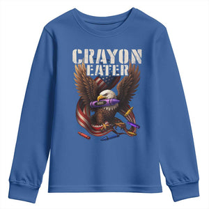 Crayon Eater Youth Sweatshirt Funny Eagle 250th Anniversary Veterans Gifts TS10 Royal Blue Print Your Wear