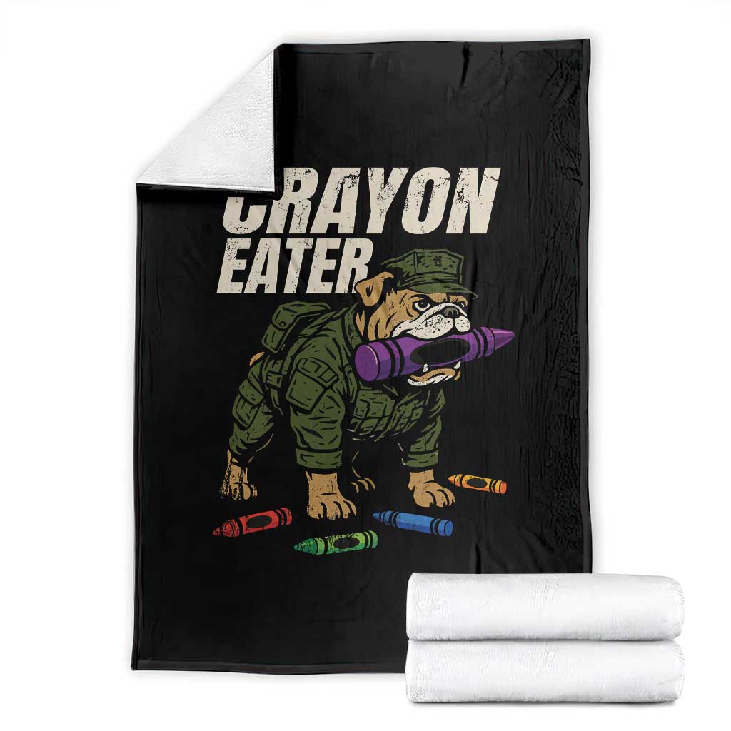 Crayon Eater Throw Blanket Funny Bulldog Military Corps Proud Soldier Family TS10 Black Print Your Wear