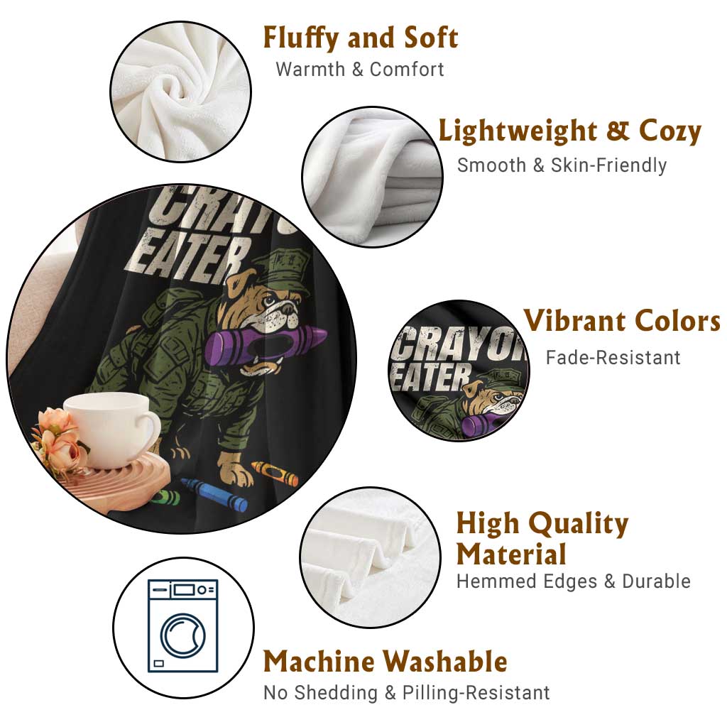 Crayon Eater Throw Blanket Funny Bulldog Military Corps Proud Soldier Family TS10 Print Your Wear