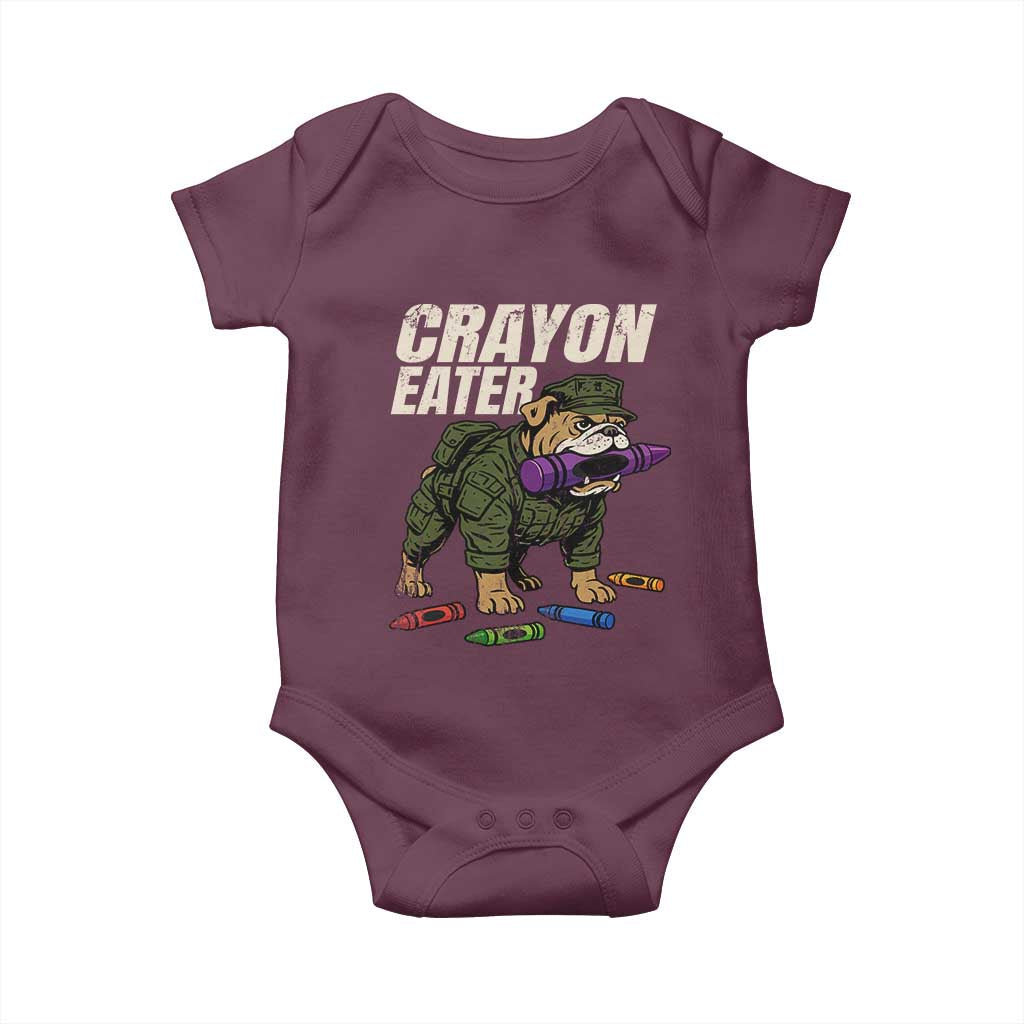 Crayon Eater Baby Onesie Funny Bulldog Military Corps Proud Soldier Family TS10 Maroon Print Your Wear