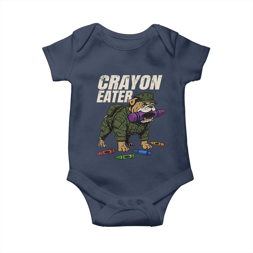 Crayon Eater Baby Onesie Funny Bulldog Military Corps Proud Soldier Family TS10 Navy Print Your Wear