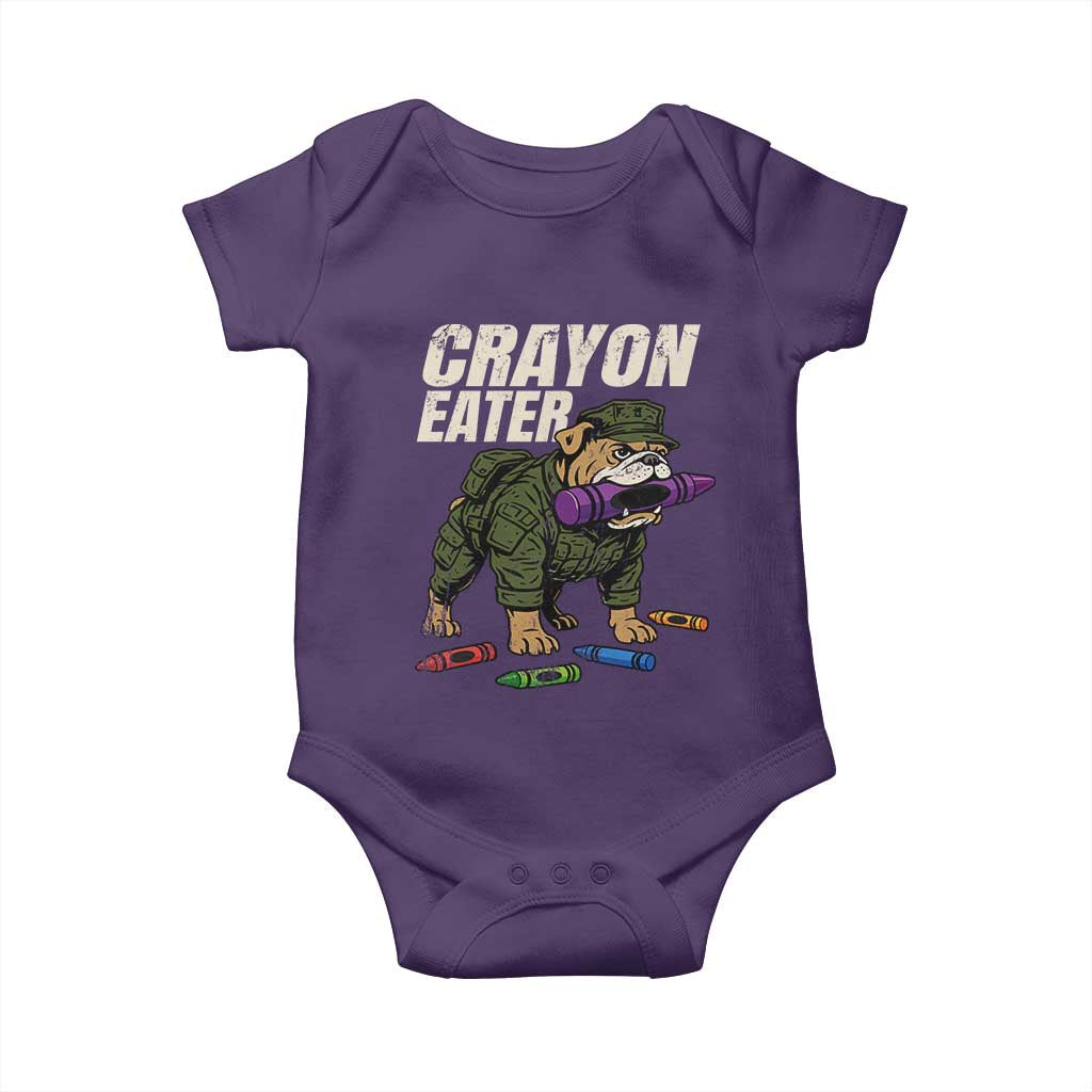Crayon Eater Baby Onesie Funny Bulldog Military Corps Proud Soldier Family TS10 Purple Print Your Wear