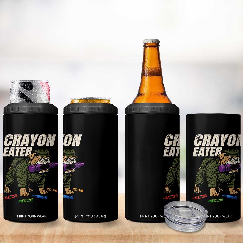 Crayon Eater 4 in 1 Can Cooler Tumbler Funny Bulldog Military Corps Proud Soldier Family TS10 Print Your Wear