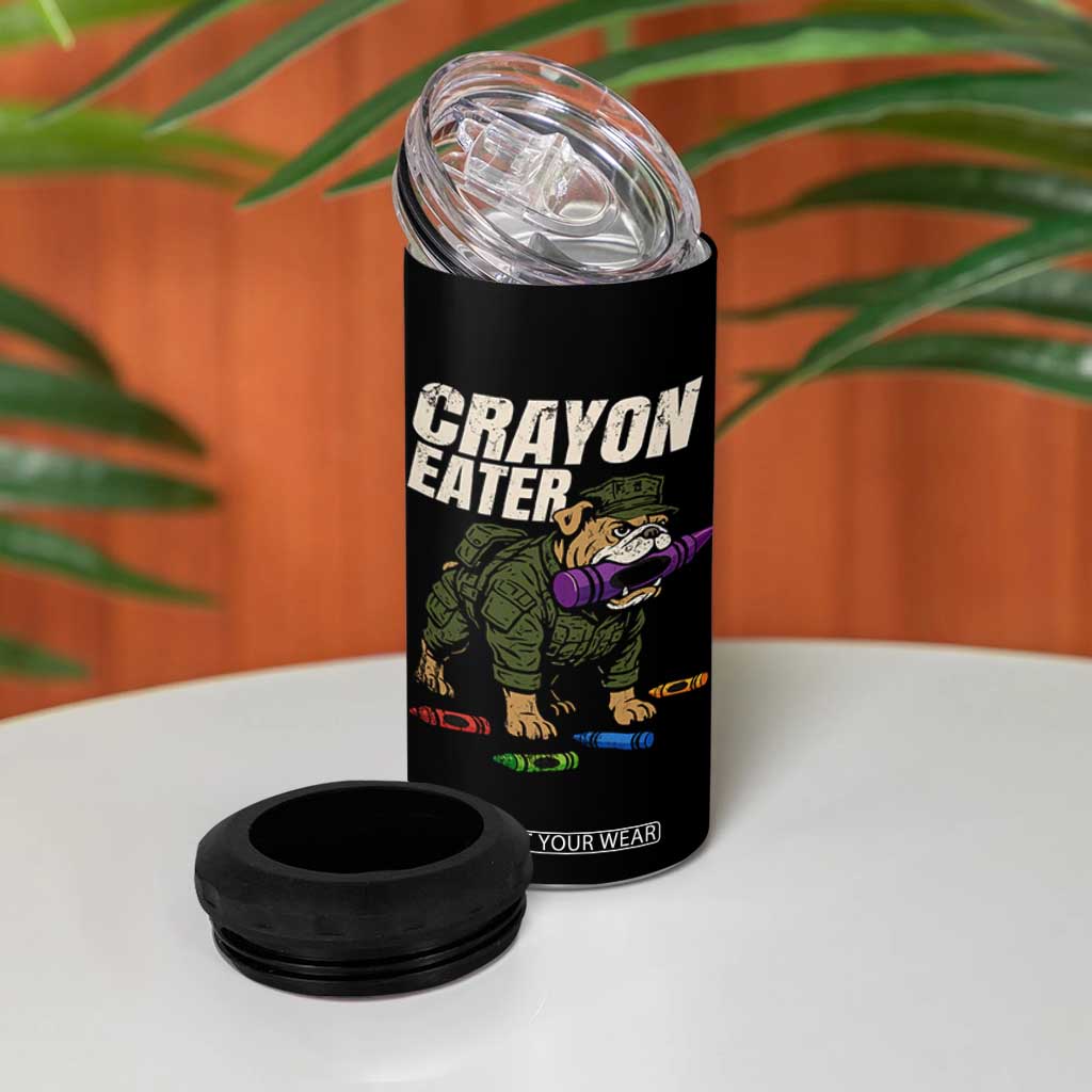 Crayon Eater 4 in 1 Can Cooler Tumbler Funny Bulldog Military Corps Proud Soldier Family TS10 Print Your Wear