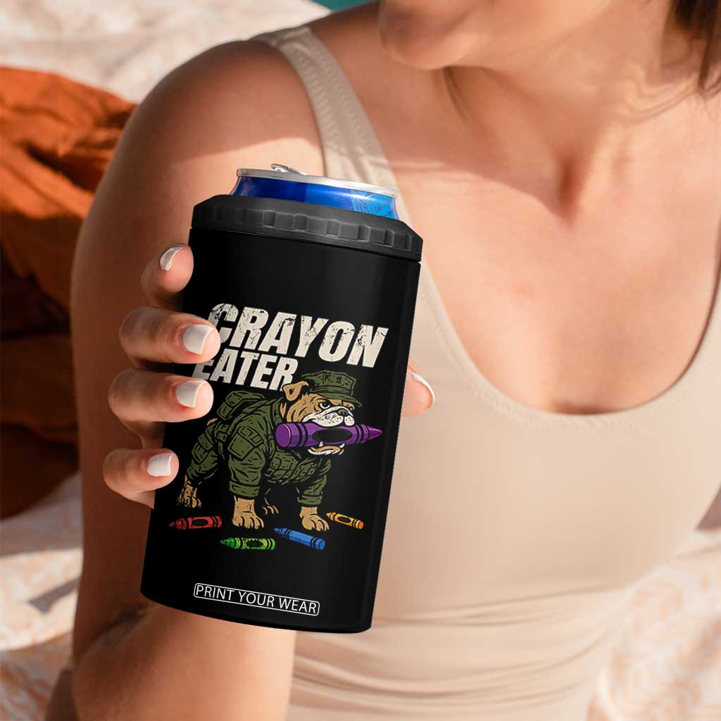 Crayon Eater 4 in 1 Can Cooler Tumbler Funny Bulldog Military Corps Proud Soldier Family TS10 Print Your Wear
