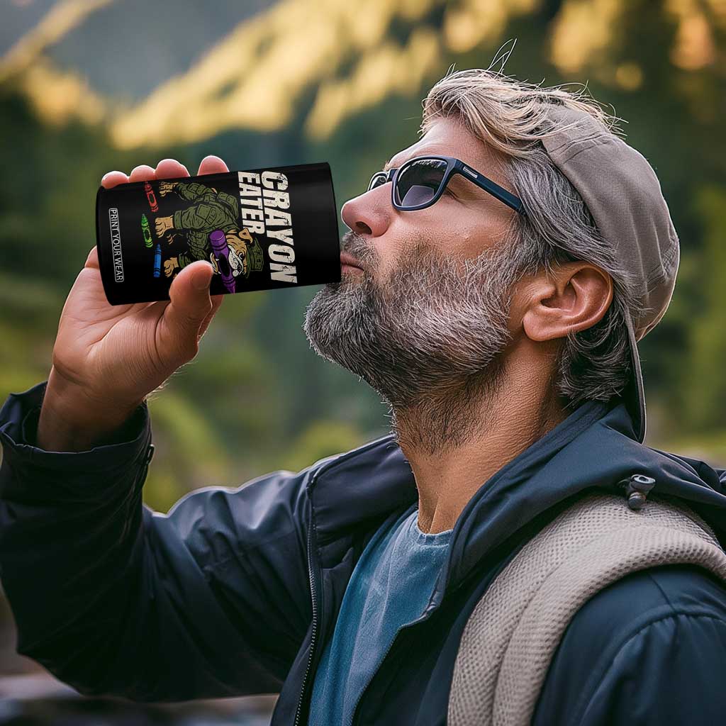 Crayon Eater 4 in 1 Can Cooler Tumbler Funny Bulldog Military Corps Proud Soldier Family TS10 Print Your Wear