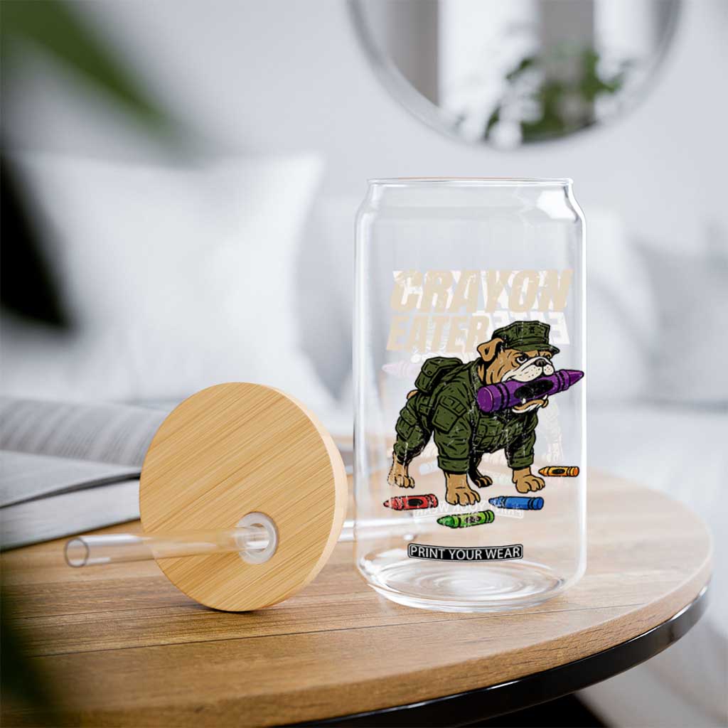 Crayon Eater Glass Can Funny Bulldog Military Corps Proud Soldier Family TS10 Print Your Wear