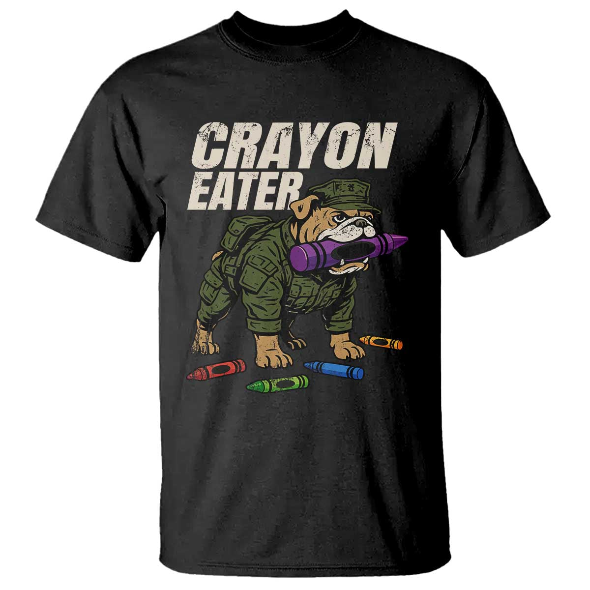 Crayon Eater T Shirt Funny Bulldog Military Corps Proud Soldier Family TS10 Black Print Your Wear