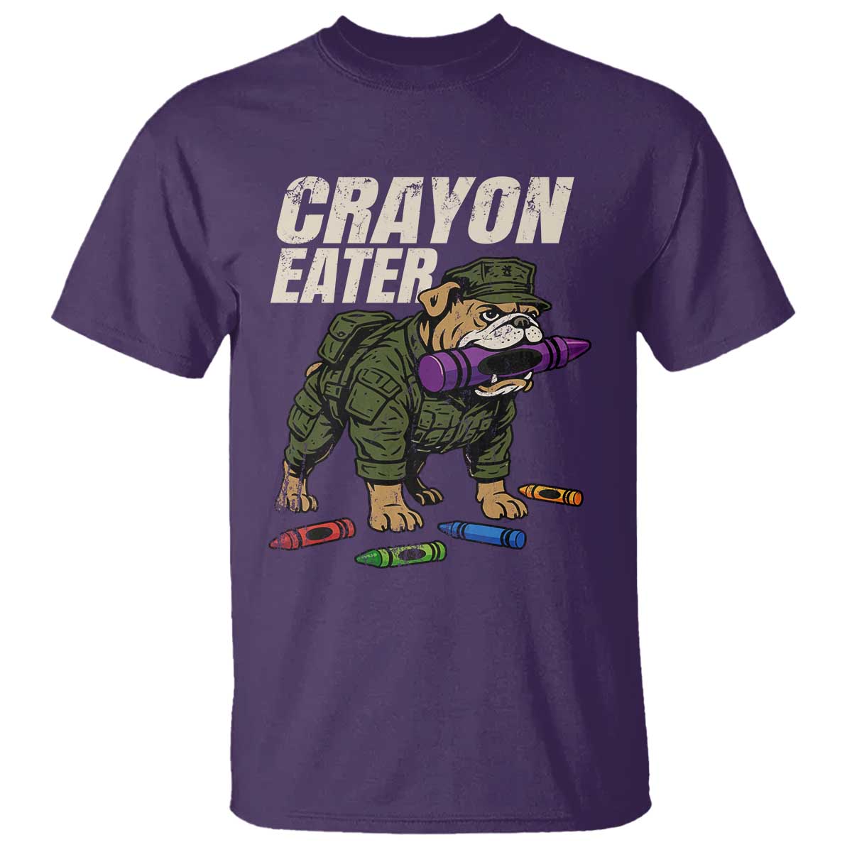 Crayon Eater T Shirt Funny Bulldog Military Corps Proud Soldier Family TS10 Purple Print Your Wear