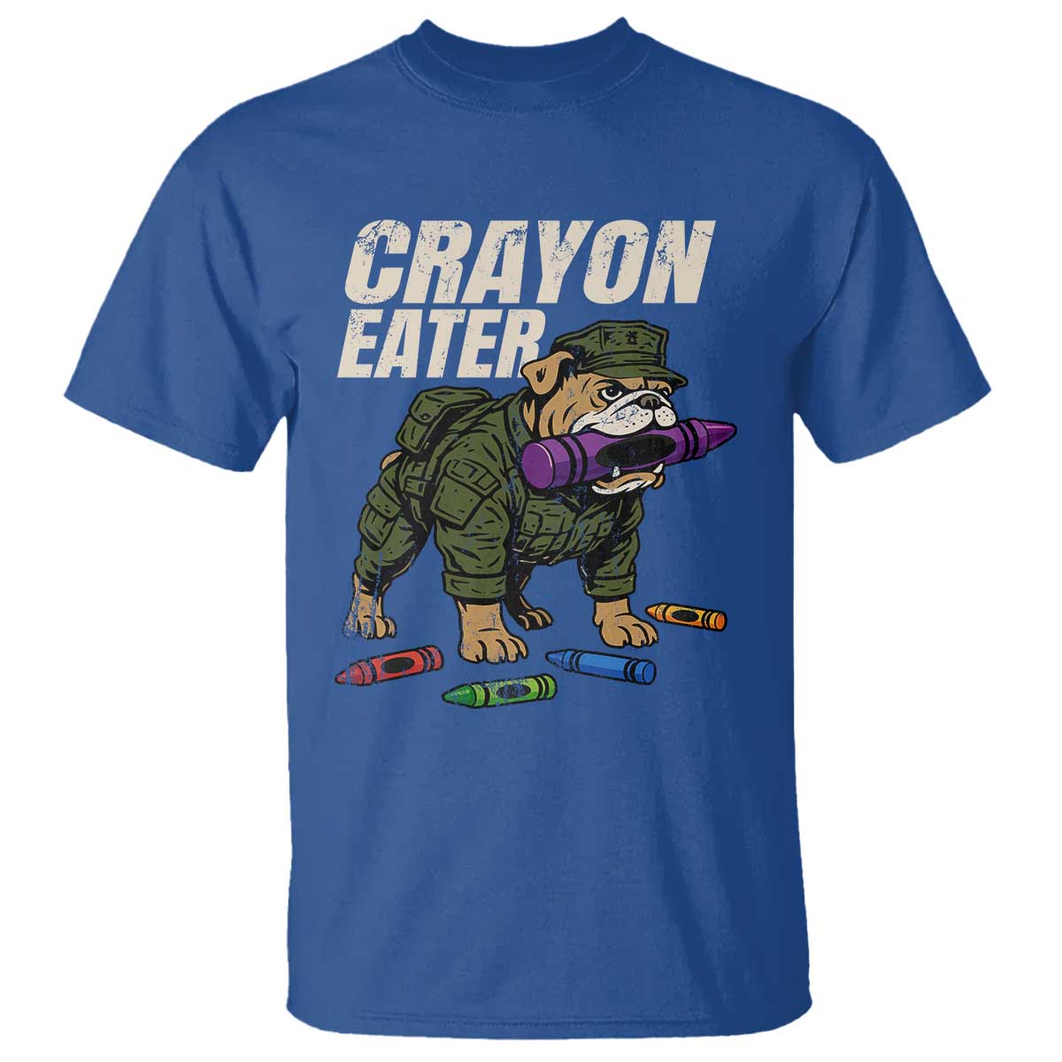 Crayon Eater T Shirt Funny Bulldog Military Corps Proud Soldier Family TS10 Royal Blue Print Your Wear