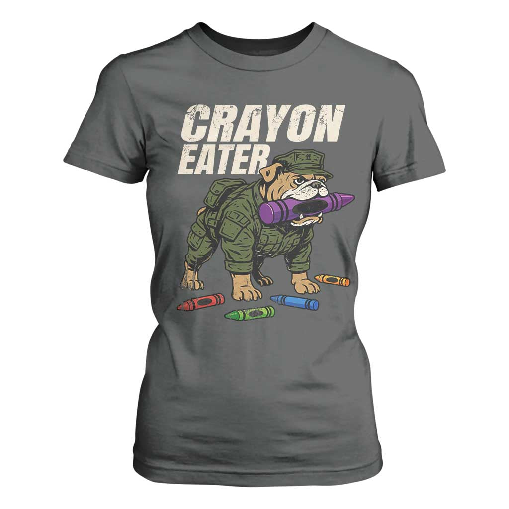 Crayon Eater T Shirt For Women Funny Bulldog Military Corps Proud Soldier Family TS10 Dark Heather Print Your Wear