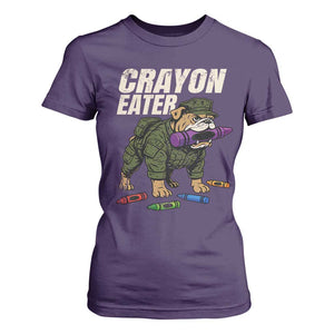 Crayon Eater T Shirt For Women Funny Bulldog Military Corps Proud Soldier Family TS10 Purple Print Your Wear