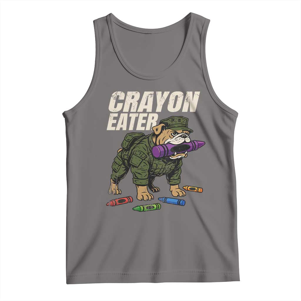 Crayon Eater Tank Top Funny Bulldog Military Corps Proud Soldier Family TS10 Deep Heather Print Your Wear