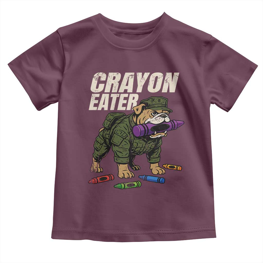 Crayon Eater Toddler T Shirt Funny Bulldog Military Corps Proud Soldier Family TS10 Maroon Print Your Wear