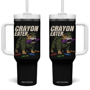 Crayon Eater Tumbler With Handle Funny Bulldog Military Corps Proud Soldier Family TS10 One Size: 40 oz Black Print Your Wear