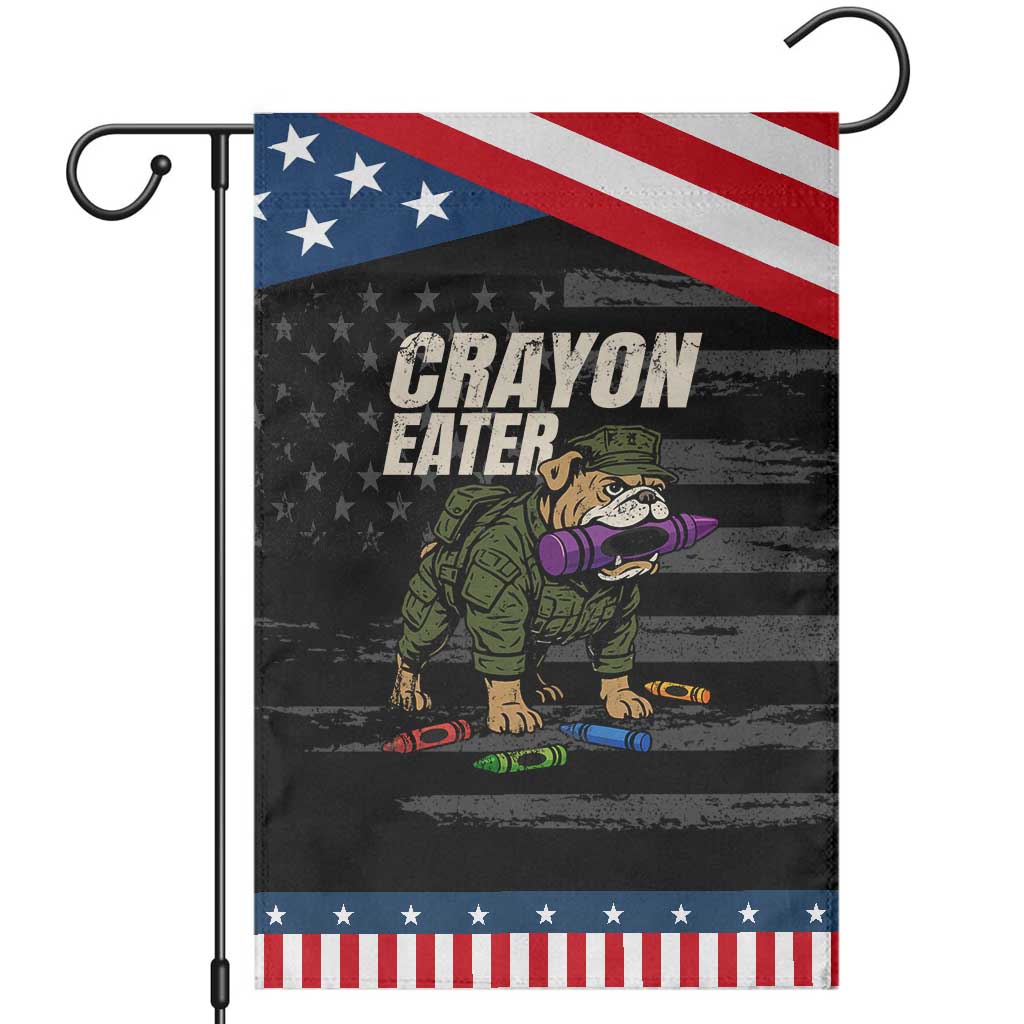Crayon Eater Garden Flag Funny Bulldog Military Corps Proud Soldier Family TS10 Distressed Black Blue Print Your Wear