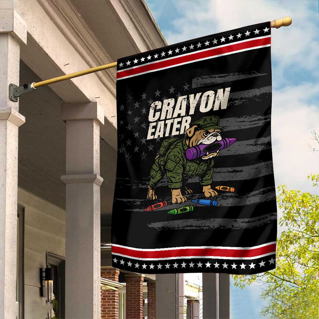 Crayon Eater Garden Flag Funny Bulldog Military Corps Proud Soldier Family TS10 Distressed Black Red Print Your Wear