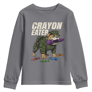 Crayon Eater Youth Sweatshirt Funny Bulldog Military Corps Proud Soldier Family TS10 Charcoal Print Your Wear