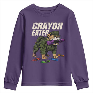 Crayon Eater Youth Sweatshirt Funny Bulldog Military Corps Proud Soldier Family TS10 Purple Print Your Wear