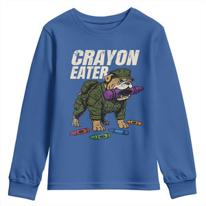 Crayon Eater Youth Sweatshirt Funny Bulldog Military Corps Proud Soldier Family TS10 Royal Blue Print Your Wear