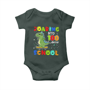 100 Days Of School Dinosaur Baby Onesie Trex Dino Skateboard Skateboarding Boys Roaring Into 100th Day TS10 Print Your Wear